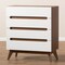 Baxton Studio Calypso Mid-Century White and Walnut Wood 4-Drawer Storage Chest 137-7500 - alternate 6